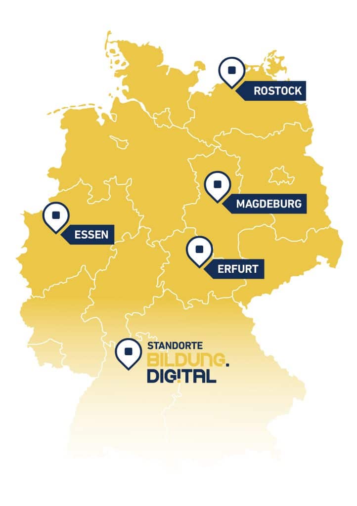 Deutschlandkarte für die Standorte der Messe für digitale Bildung BILDUNG.DIGITAL, BILDUNG.DIG!TAL EdTech Show, Digital Learning Innovations